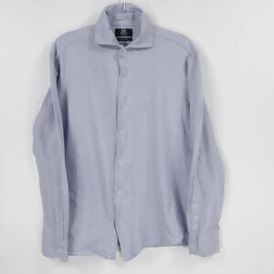 Boggi Milano Shirt Mens Large Blue Italian Fabric Button Up Long Sleeve Casual